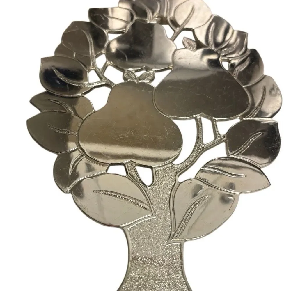 Vintage Pear Tree Silver Tone Trivet Japan